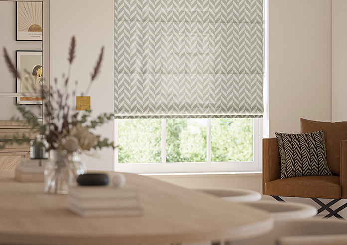 Chevron Stripe, Taupe - Motorised Roman Blind - Image 5